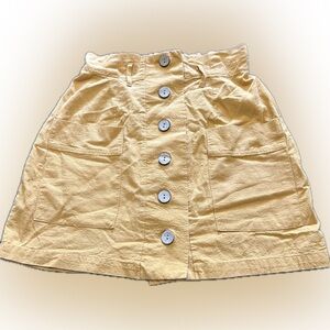 High-Waist Yellow Button-Front Mini Skirt